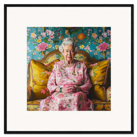 Impression artistique encadrée The Queen on the sofa