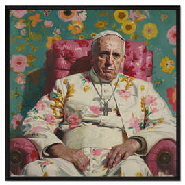Gerahmter Kunstdruck Der Papst mit sommerlichem Outfit