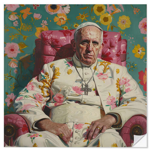 Selvklebende plakat The Pope in a summer outfit