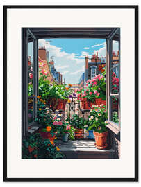 Gerahmter Kunstdruck Blick vom Schlafzimmer