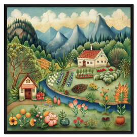 Gerahmter Kunstdruck Bergdorf