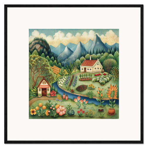 Impresión de arte enmarcada Mountain Village