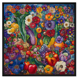 Gerahmter Kunstdruck Gemüse und Blumen