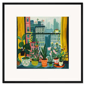 Gerahmter Kunstdruck New York through my plants