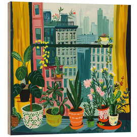 Stampa su legno New York through my plants - DejaReve