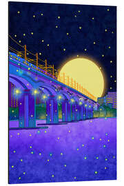 Aluminium print Dangsan Railway Bridge at night in Seoul - Hajin Bae