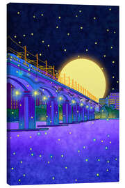 Leinwandbild Dangsan-Eisenbahnbrücke bei Nacht in Seoul - Hajin Bae