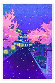 Wandbild Der Gyeongui Line Forest Park bei Nacht in Seoul - Hajin Bae