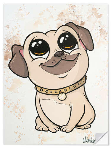 Selvklebende plakat Little Pug