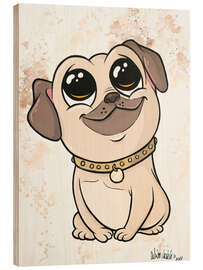 Wood print Little Pug