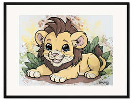 Gerahmter Kunstdruck Baby Löwe