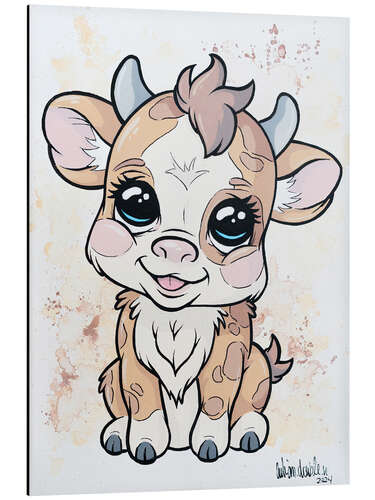 Aluminium print Baby Cow