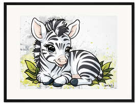 Gerahmter Kunstdruck Baby Zebra