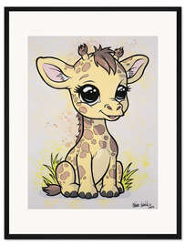 Gerahmter Kunstdruck Baby Giraffe