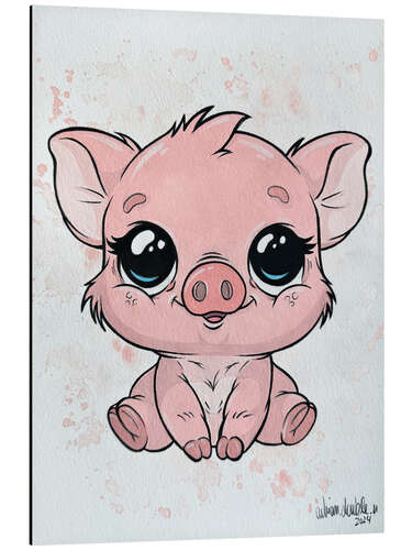 Aluminium print Piggy with sweet eyes