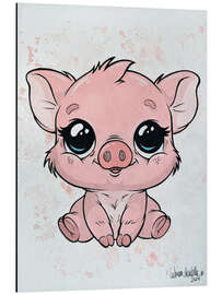 Tableau en aluminium Piggy with sweet eyes