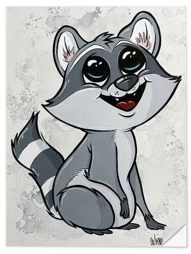 Selvklæbende plakat Little raccoon