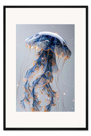 Gerahmter Kunstdruck Saphir Qualle