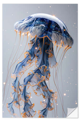 Selvklebende plakat Sapphire Jellyfish