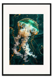 Gerahmter Kunstdruck Smaragd Qualle - Steffen Gierok