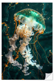 Selvklebende plakat Emerald Jellyfish