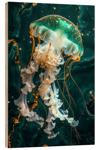 Cuadro de madera Emerald Jellyfish