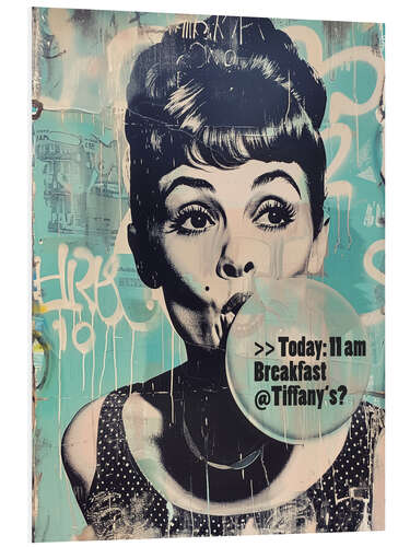 Obraz na PCV Audrey Hepburn's invitation to Breakfast at Tiffany's