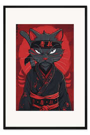 Gerahmter Kunstdruck Kimono-Katze