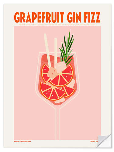 Selvklebende plakat Grapefruit Gin Fizz