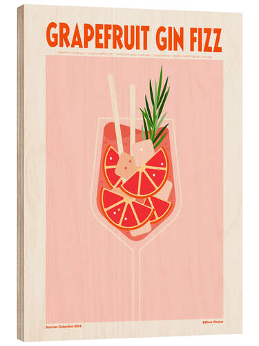 Wood print Grapefruit Gin Fizz