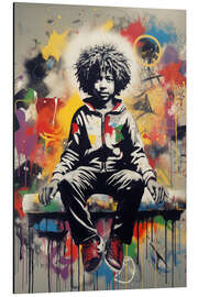 Tableau en aluminium Graffiti boy in Banksy street art style