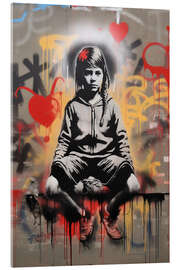 Akrylbilde Graffiti girl in Banksy street art style