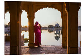 Stampa su PVC Indian woman at the lake, Jaisalmer, India