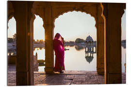 Gallery print Indian woman at the lake, Jaisalmer, India