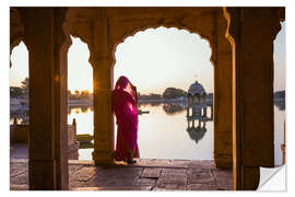 Wall sticker Indian woman at the lake, Jaisalmer, India