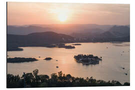 Cuadro de aluminio Sunset over Udaipur Lake, India