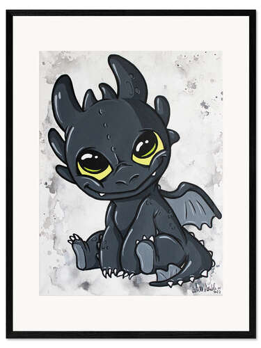 Impresión de arte enmarcada Little black Dragon