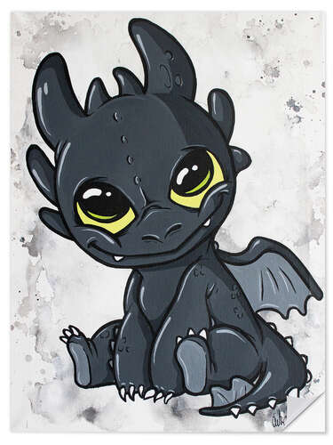 Selvklebende plakat Little black Dragon