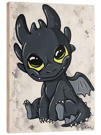 Cuadro de madera Little black Dragon