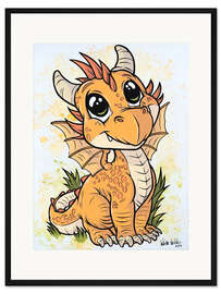 Gerahmter Kunstdruck Kleiner orangefarbener Drache
