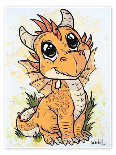 Poster Kleiner orangefarbener Drache