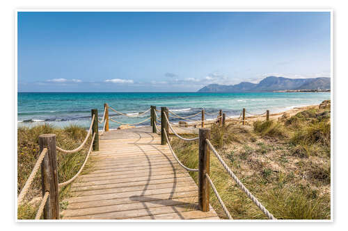 Poster Weg zum Strand Son Serra de Marina, Mallorca