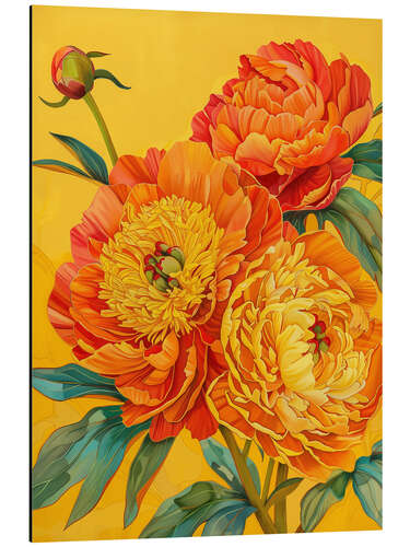 Aluminiumtavla Opulent peonies in orange