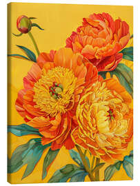 Canvastavla Opulent peonies in orange