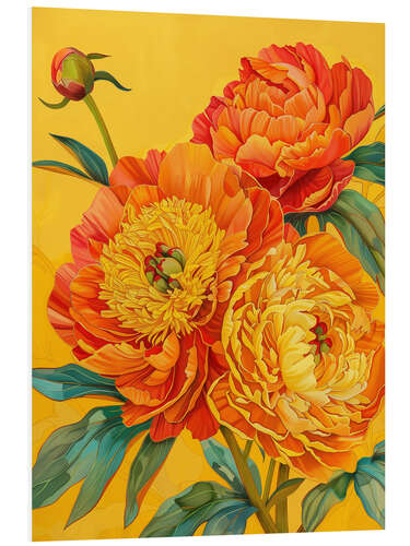 Foam board print Opulent peonies in orange