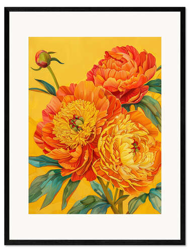 Impresión de arte enmarcada Opulent peonies in orange