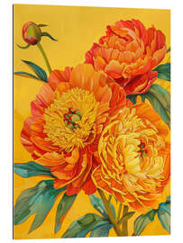 Tableau en plexi-alu Opulent peonies in orange