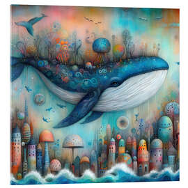 Tableau en verre acrylique Whimsical whale