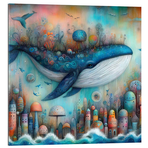Tableau en plexi-alu Whimsical whale