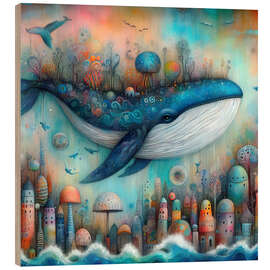 Print på træ Whimsical whale